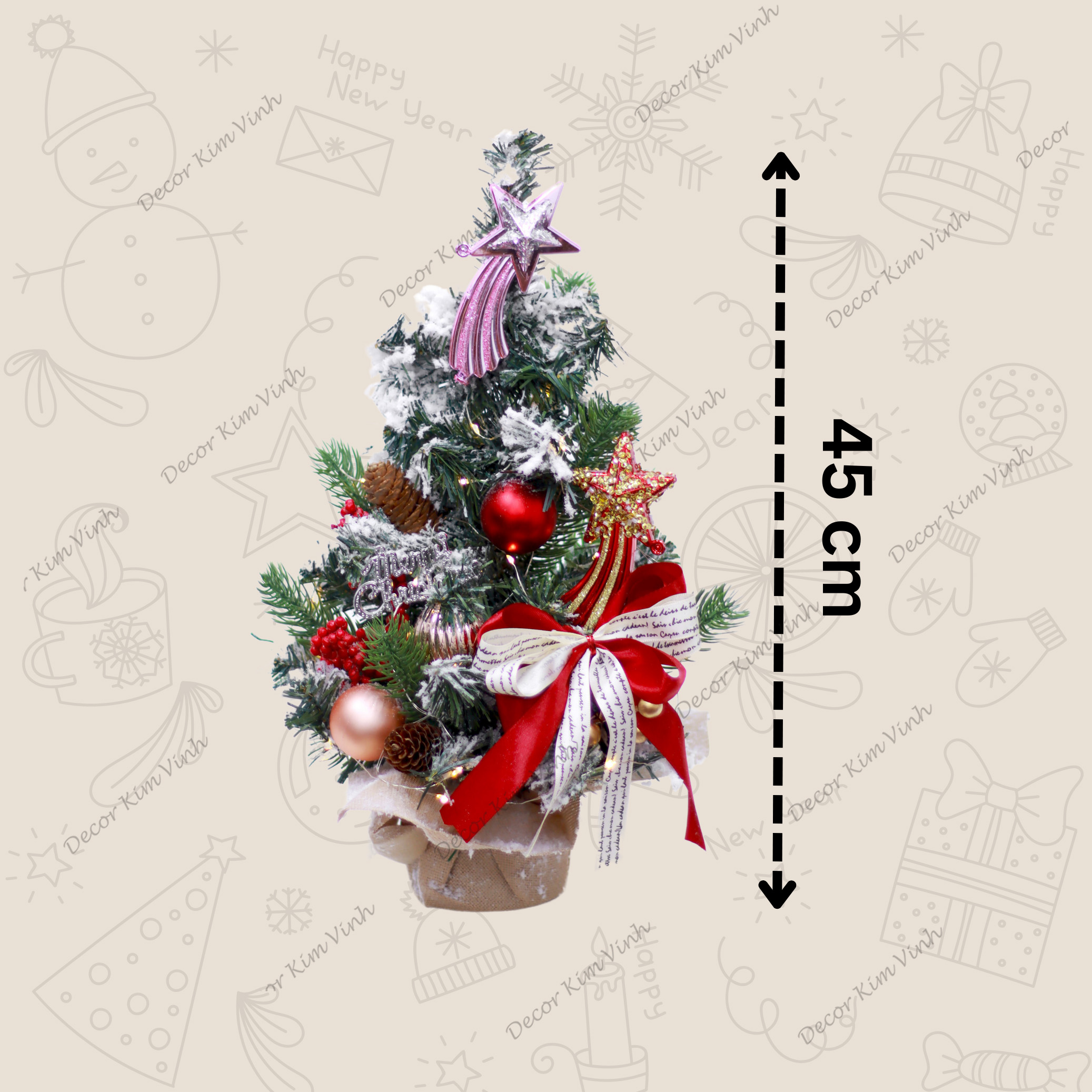 Cây Thông Hàn Quốc THQ09 Sao Băng 40cm Trang Trí Giáng Sinh