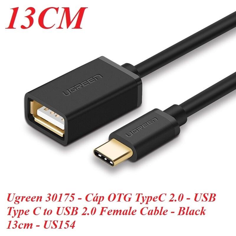 Hình ảnh Ugreen UG30175US154TK 13CM màu Đen Dây USB Type-C sang USB 2.0 male - male - HÀNG CHÍNH HÃNG