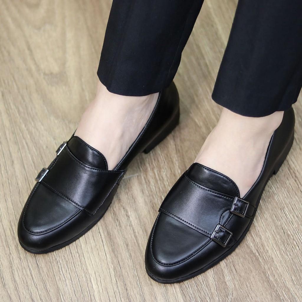 Giày Lười Nam Sang Trọng, Bắt Mắt 2 Khóa Lệch - Mã L191