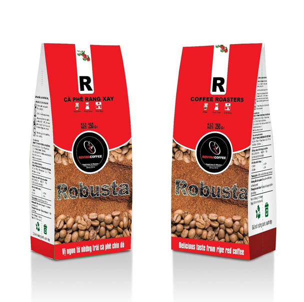 Cà Phê Robusta – Rang Xay - Pha Phin – 250gr Hương Vị Cân Bằng Mùi Thơm Nhẹ, Vị Êm Thương Hiệu Rovina Coffee