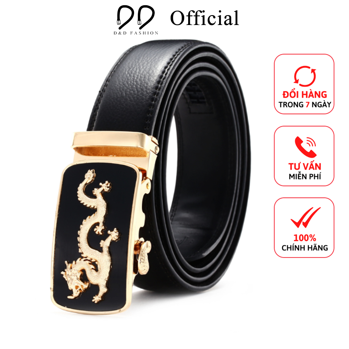 Dây nịt nam hình con rồng, thắt lưng nam cao cấp dây da bền đẹp khóa tự động tiện lợi - D&D Fashion