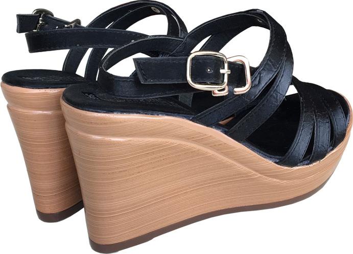 Giày saldan nữ TRƯỜNG HẢI màu đen da mềm mại đế xuống cao 9.5cm thời trang cao cấp nữ XDN785