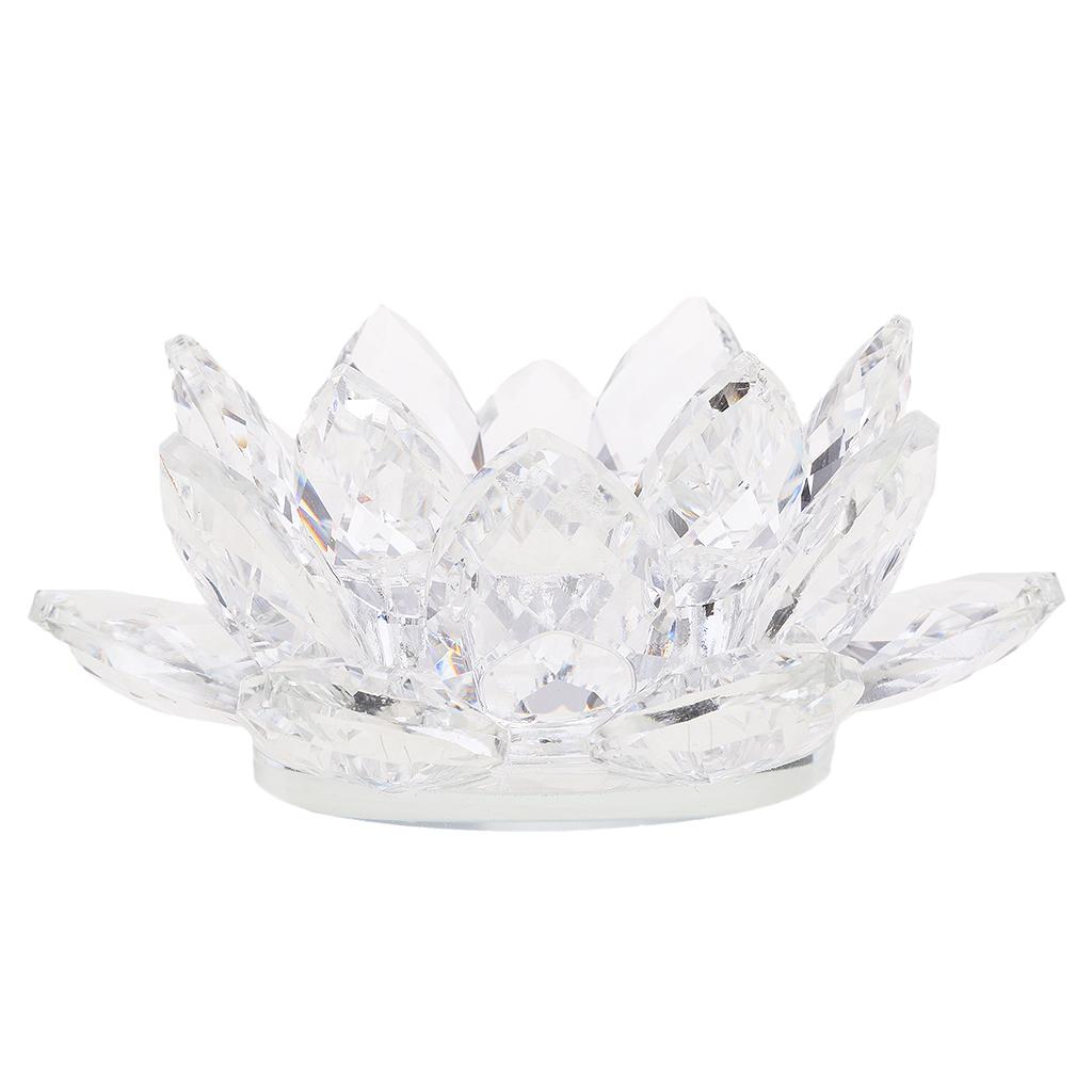 WHITE CRYSTAL LOTUS FLOWERS ORNAMENT WITH GIFT BOX CRAFT HOME DECORS 12CM