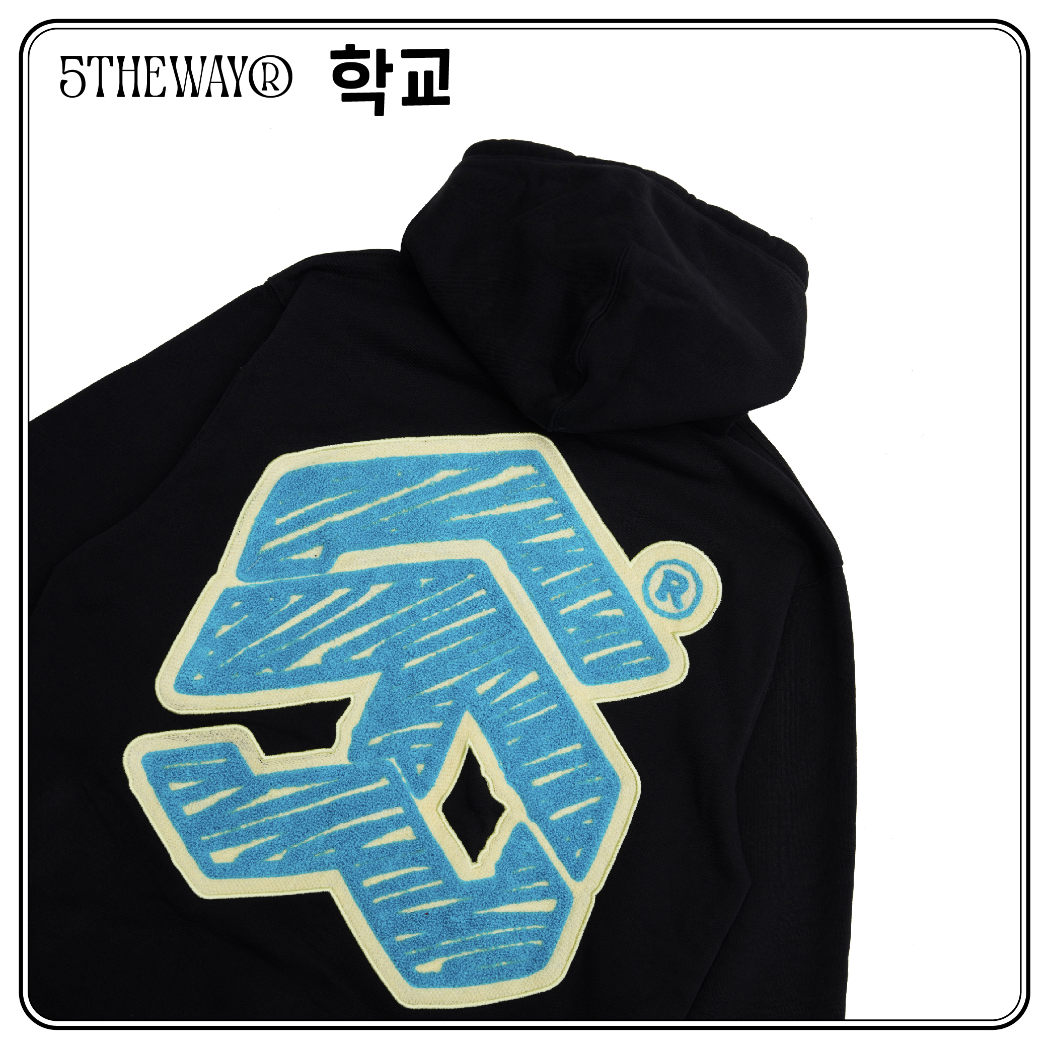 Áo Khoác Hoodie 5THEWAY Màu Đen aka /sketch/ Embroider Traditional Fit Hoodie in BLACK