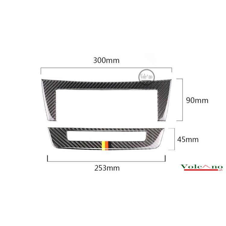 Bộ Miếng Dán Carbon Dán Trang Trí Viền Thanh Điều Khiển CD Và Điều Hòa Cho Xe Mercedes-Benz C-Class W204 C220 CDI C200 C