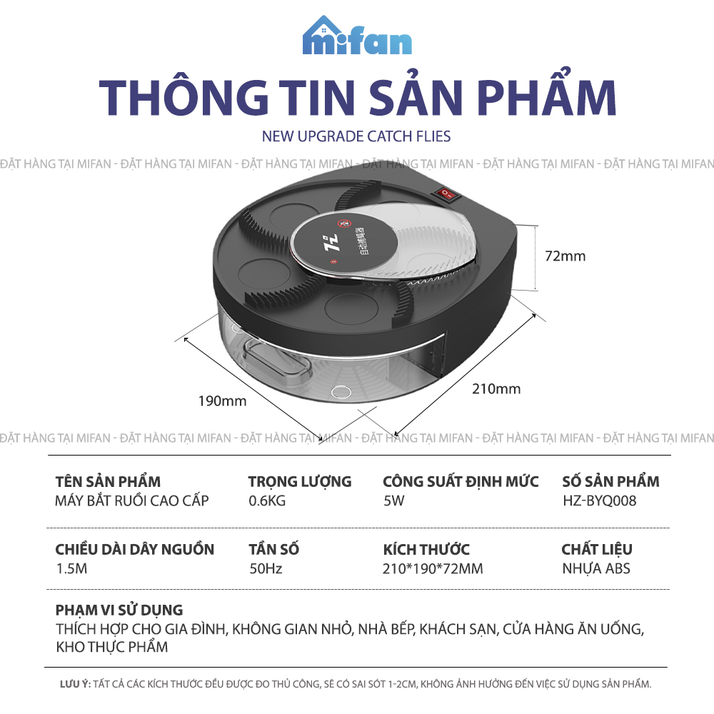 Máy Bắt Ruồi Tự Động 2021 Pin Sạc Cao Cấp Mifan - Bẫy Thông Minh - BH 1 Tháng 1 đổi 1 - Phiên Bản Nâng Cấp Mới Nhất