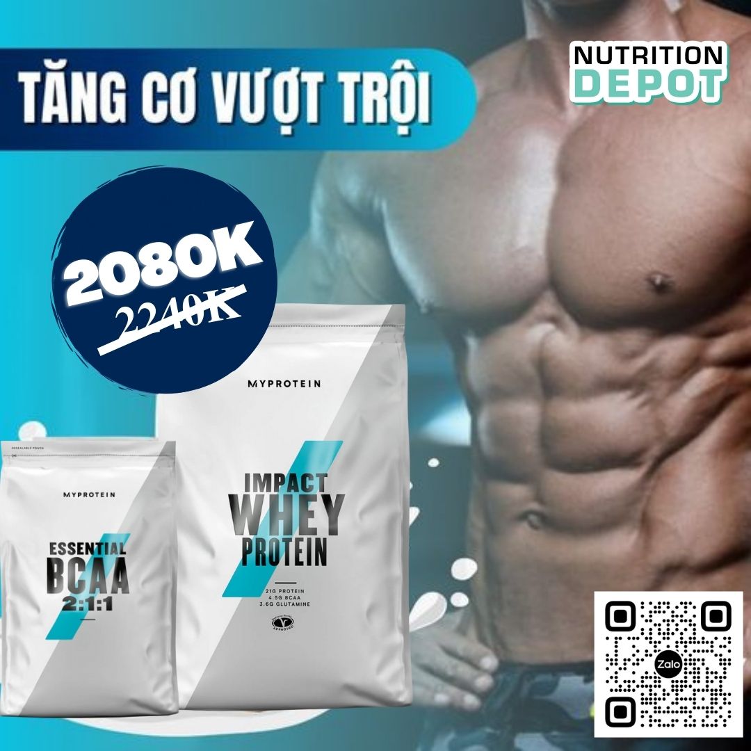 Combo Tiết kiệm - Tăng cơ và Phục hồi 04 - Impact Whey Protein 2.5kg và BCAA 500g Myprotein - Nutrition Depot Vietnam