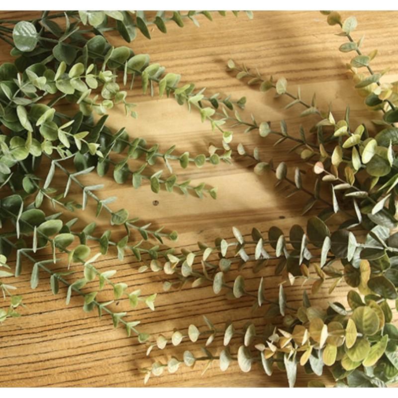 Cành lá decor - Cụm khuynh diệp nhân tạo 37cm, hoa lụa cao cấp, hoa cô dâu