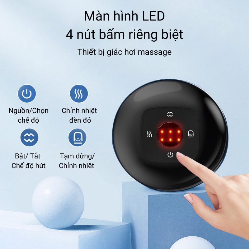 Máy Giác Hơi Thông minh, Màn Hình Led ,Cạo Gió Bằng Điện Có 6 Tốc Độ Điều Chỉnh, Giảm Mệt Mỏi Căng Thẳng, Sạc Type C