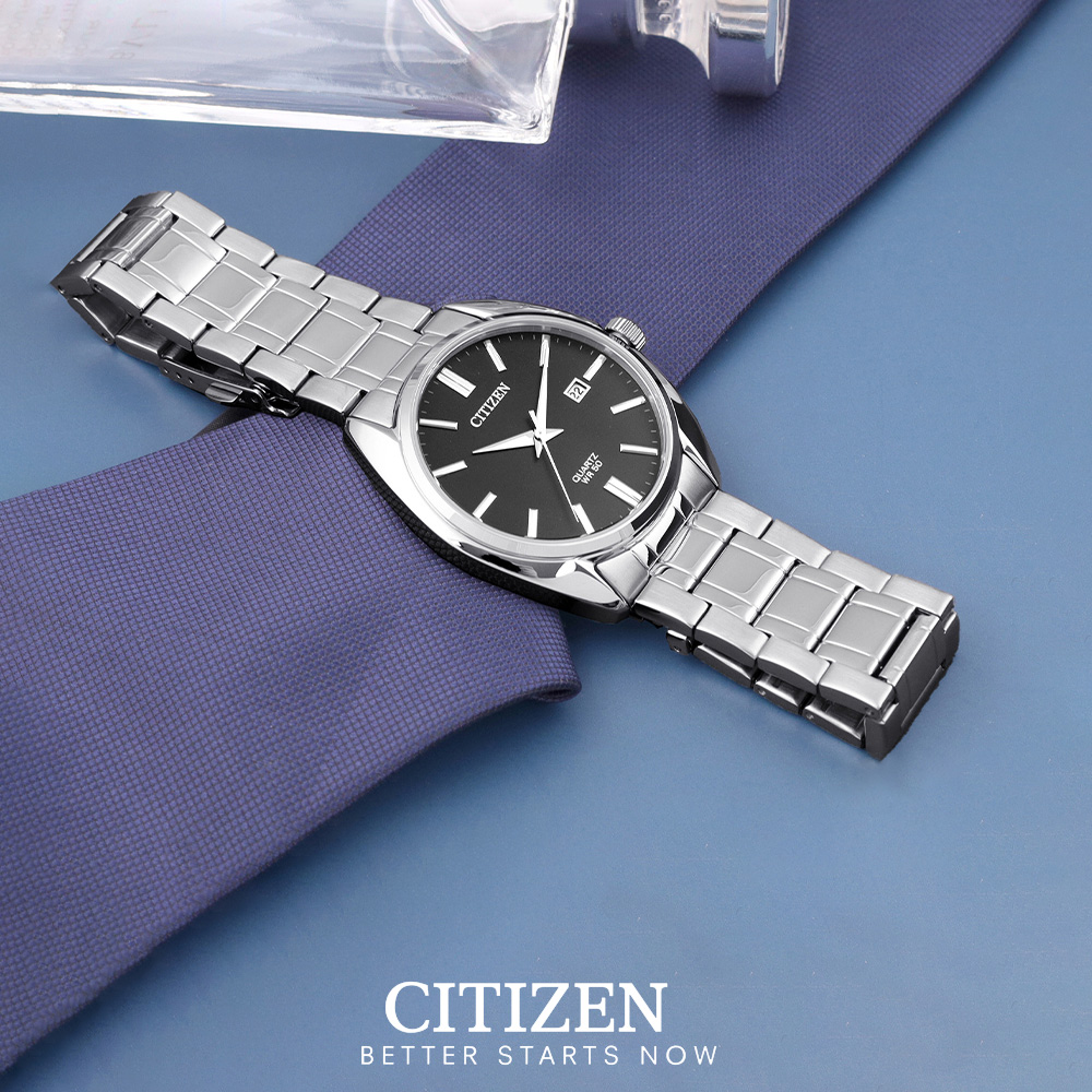 Đồng Hồ Nam Citizen Dây Thép Không Gỉ BI5100-58E - Mặt Đen