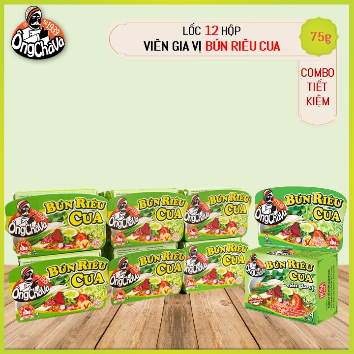 Lốc 12 Hộp Viên Gia Vị Bún Riêu Chay Ông Chà Và 75g