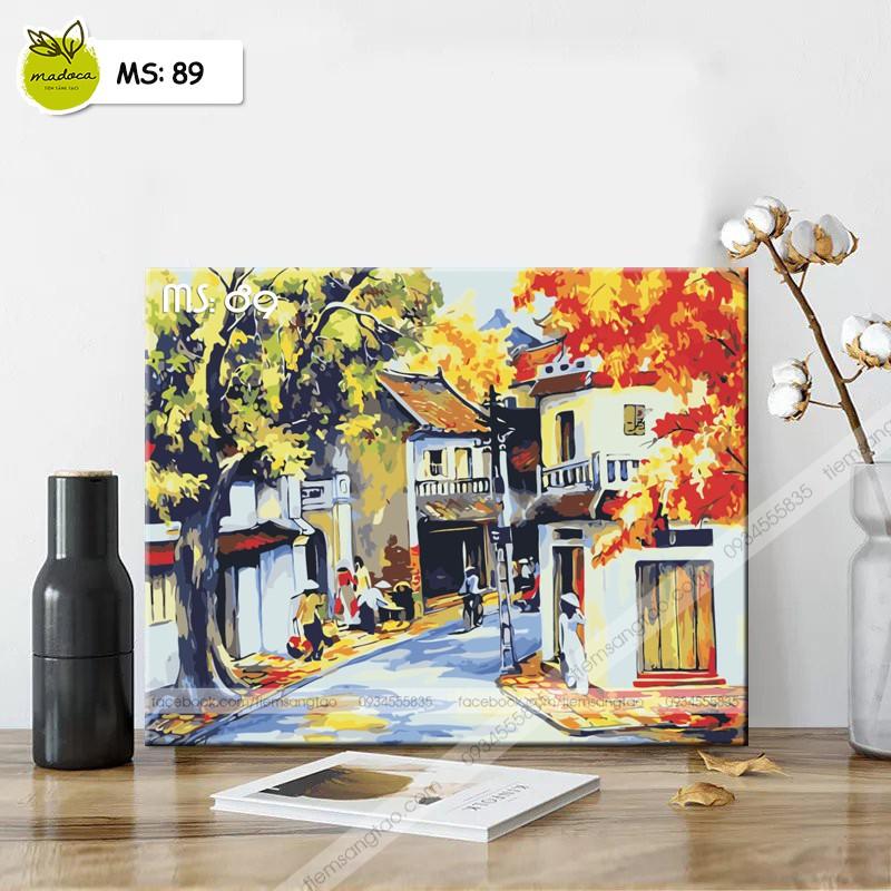 Tranh tô màu 40x50cm có khung Phố cổ T89