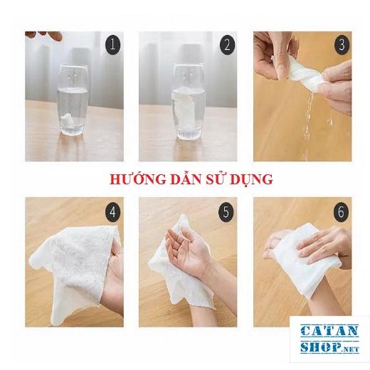 Combo 10 viên khăn giấy nén hình viên kẹo bỏ túi khi đi du lịch, Khăn lau mặt dạng nén dùng một lần chất liệu tự nhiên