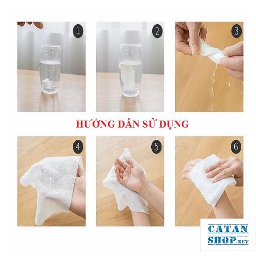 Combo 100 viên khăn giấy nén hình viên kẹo bỏ túi khi đi du lịch, 50 viên khăn lau mặt dạng nén dùng một lần tiện dụng