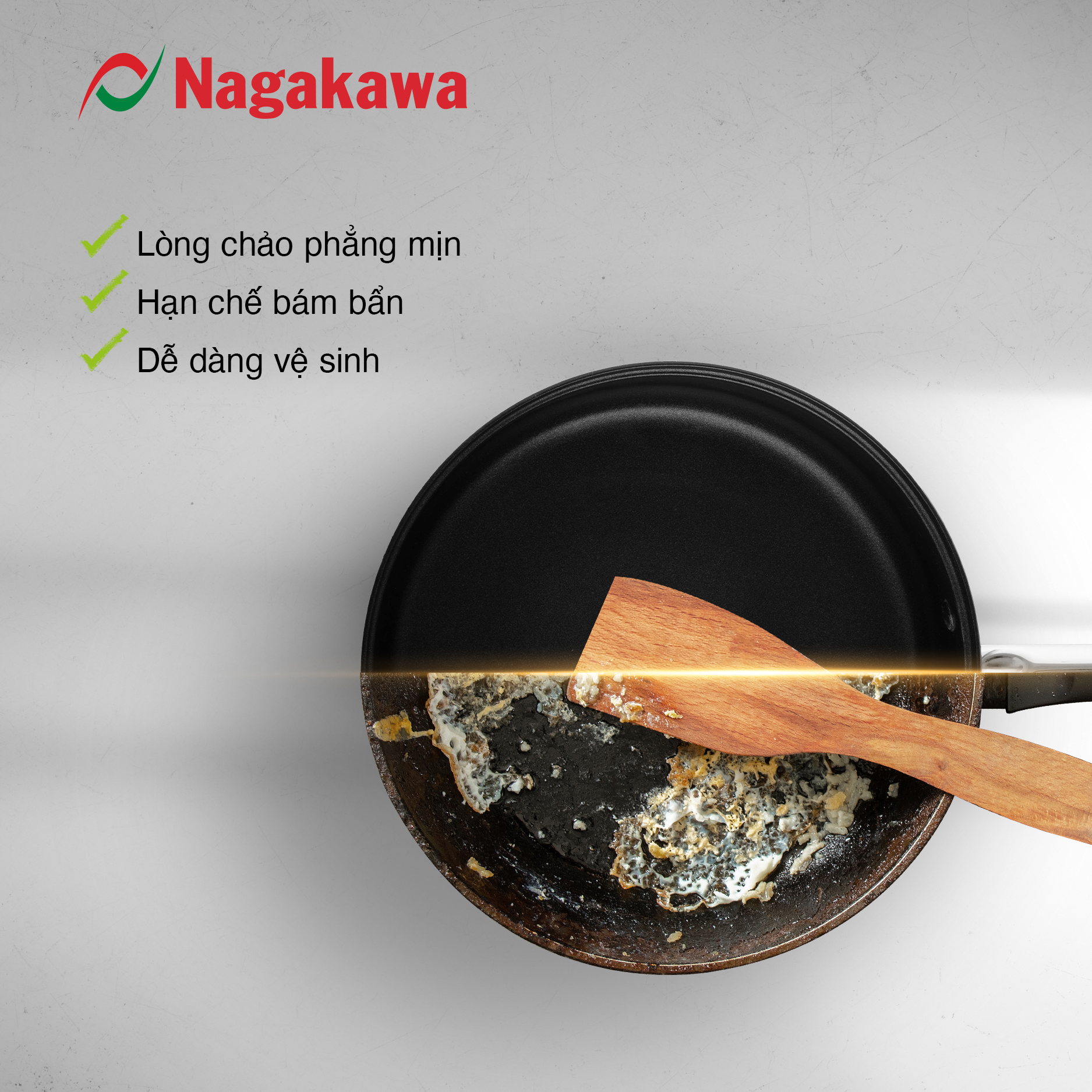 Chảo chống dính inox đa lớp Nagakawa Aki NAG04 - Dùng trên mọi loại bếp - Hàng chính hãng