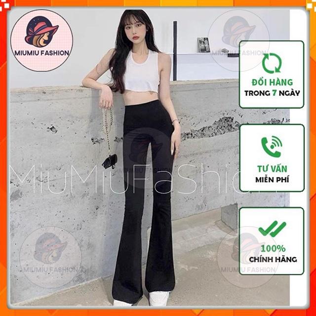 Quần ống loe cạp cao legging dáng dài, Quần legging nữ ôm ống loe dáng dài