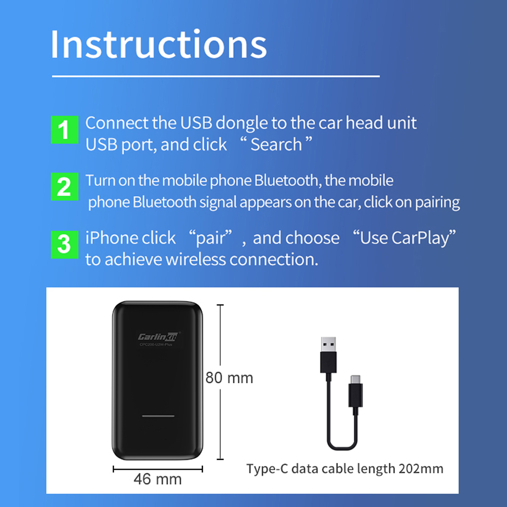 Carlinkit 2.0 U2W Plus 2021 - Apple Carplay không dây cho xe Peugeot màn hình nguyên bản