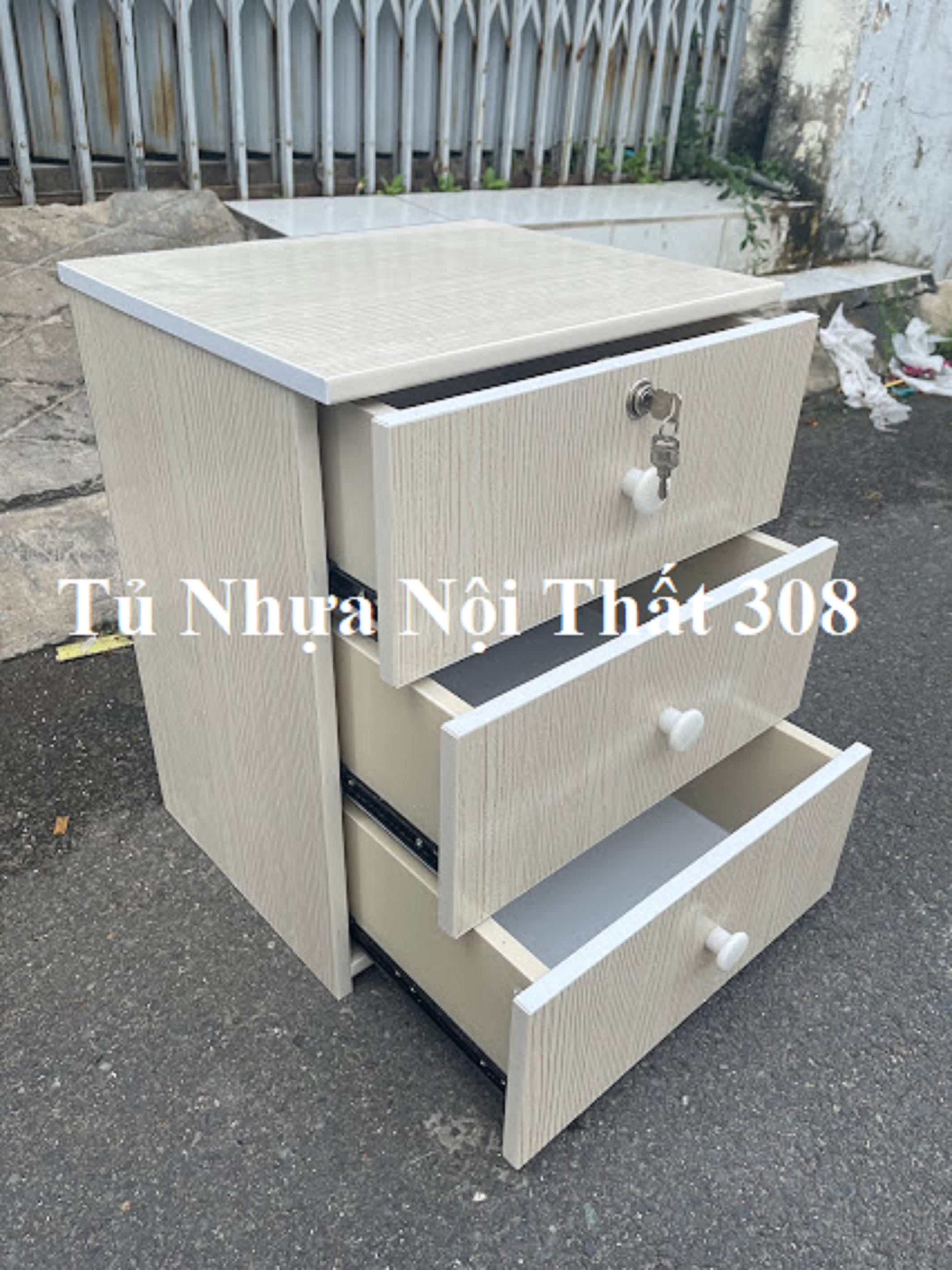 Tủ, Kệ Đầu Giường Nhựa Đài Loan Cao 53cm Ngang 42cm Sâu 32,5cm Màu Gỗ Sồi K169