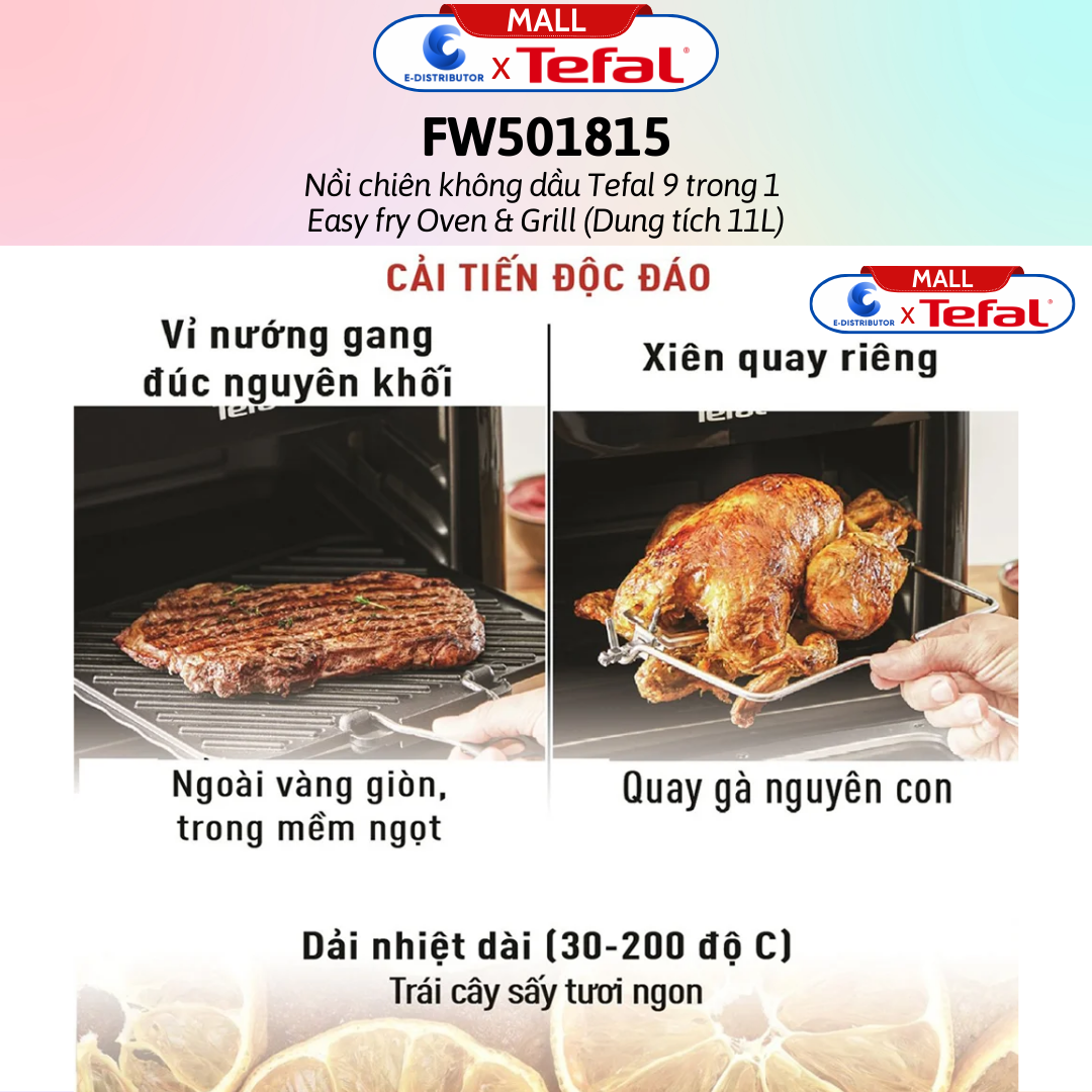Nồi chiên không dầu Tefal Easy fry Oven &amp; Grill FW501815 (11L) - FW201815 (6.5L) - Hàng chính hãng