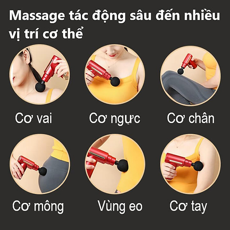 Máy Mát Xa Massage Mini Đa Năng Cầm Tay 6 Chế Độ Tặng Kèm 4 Đầu Massage Toàn Thân 6 Cấp Độ Chuyên Sâu Đa Năng - Giao Màu Ngẫu Nhiên