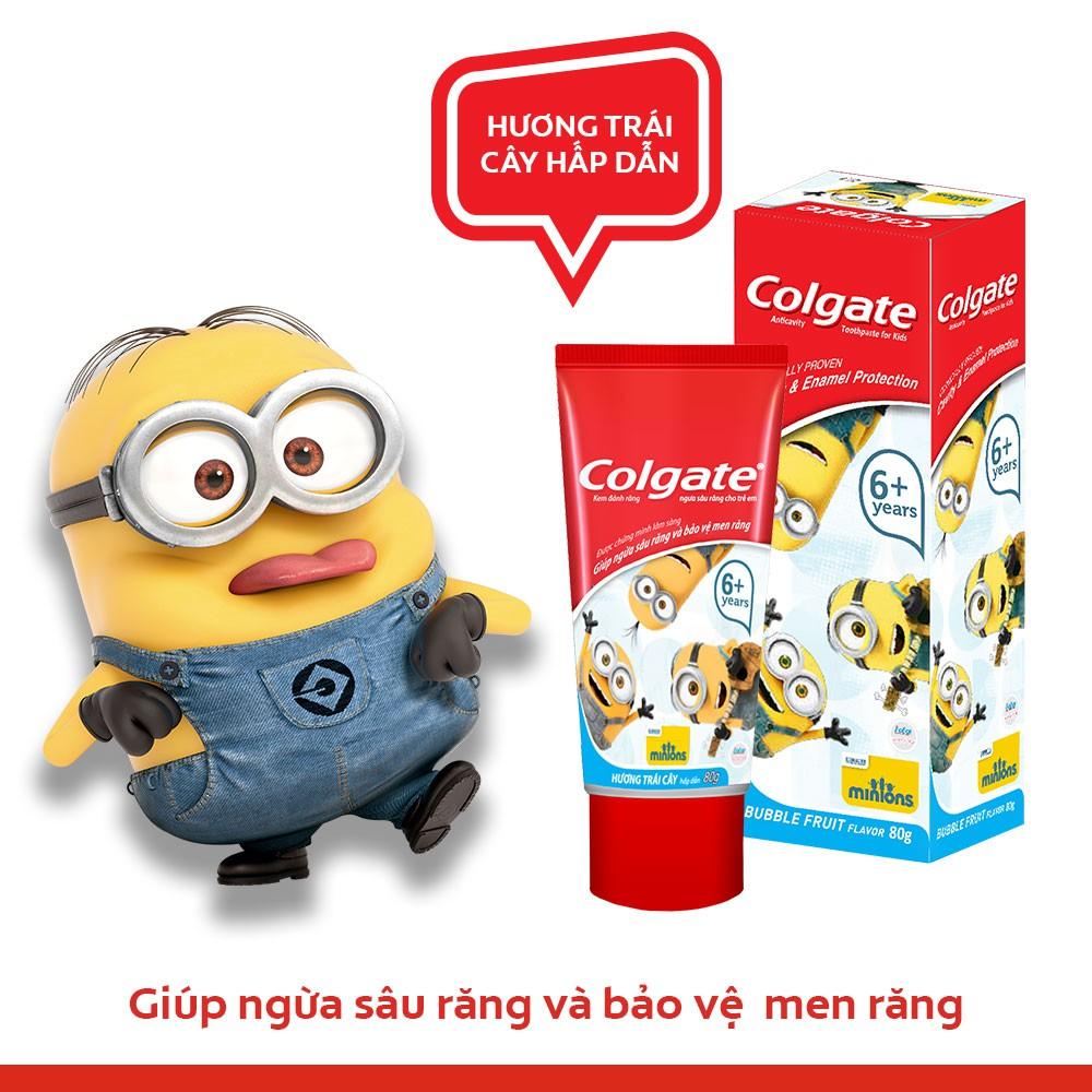 Bộ 2 kem đánh răng &amp; bàn chải đánh răng trẻ em Colgate Minions hương trái cây (Màu ngẫu nhiên)