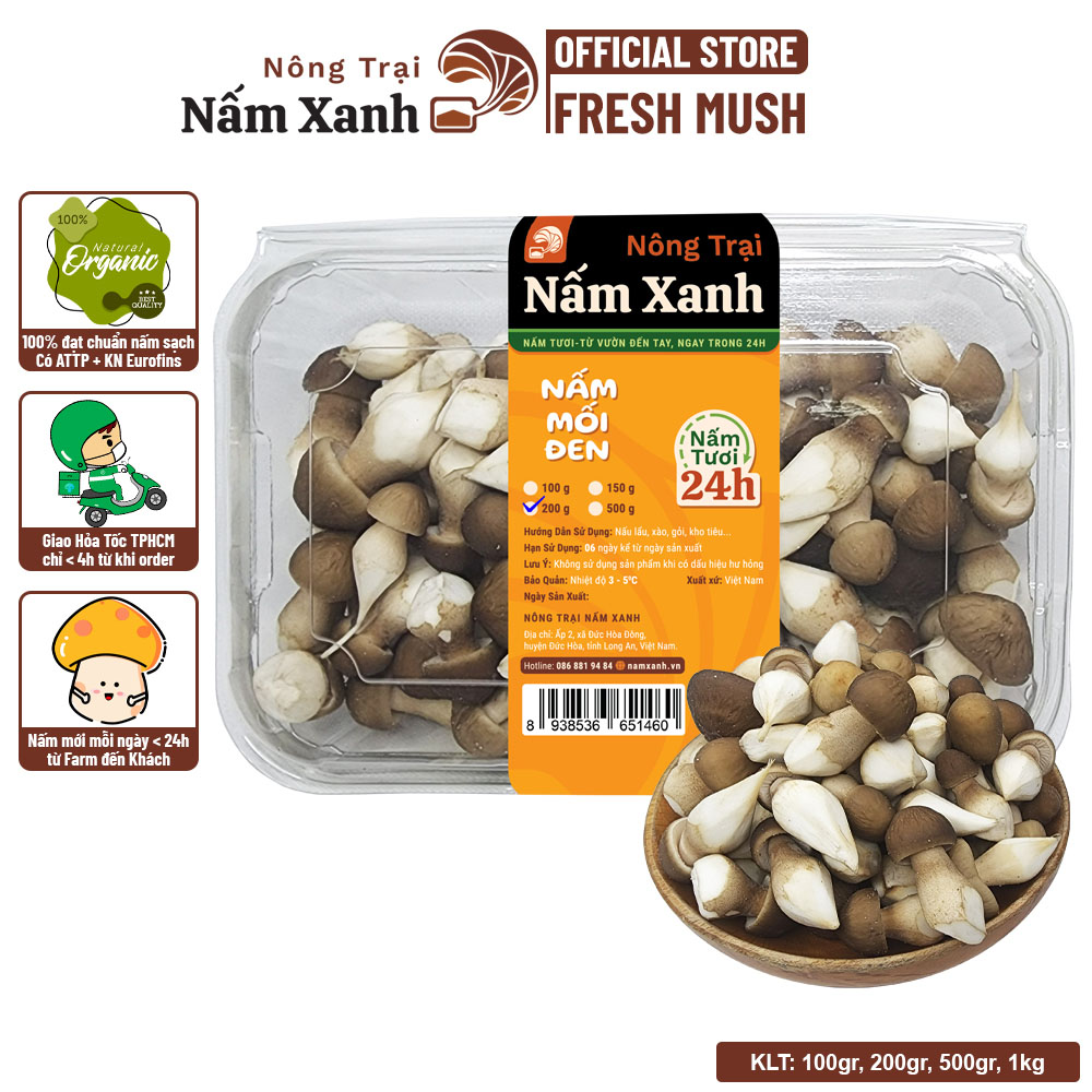 Nấm Mối Đen Tươi  200gr - Nông Trại Nấm Xanh