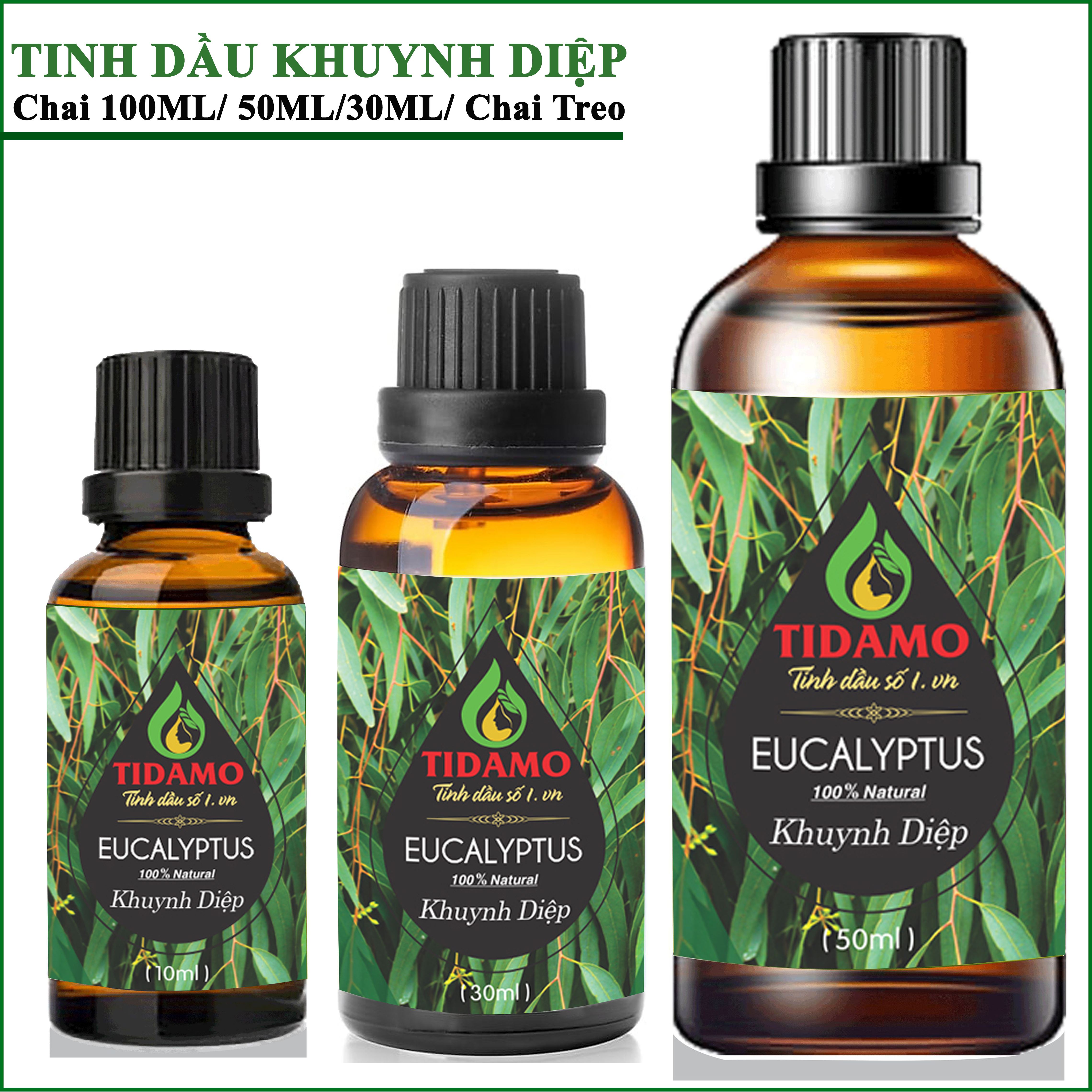 Tinh Dầu Khuynh Diệp 50ml Nguyên Chất Giúp Giữ Ấm Cơ Thể, Giải Cảm - Tinh Dầu Khuynh Diệp TIDAMO Xông Thơm Phòng, Đuổi Muỗi và Bảo Vệ Sức Khỏe