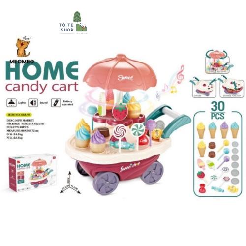Đồ chơi siêu thị kèm xe đẩy , đồ chơi bán hàng có xe đẩy, quầy thanh toán có chức năng quẹt thẻ âm than và đèn như thật