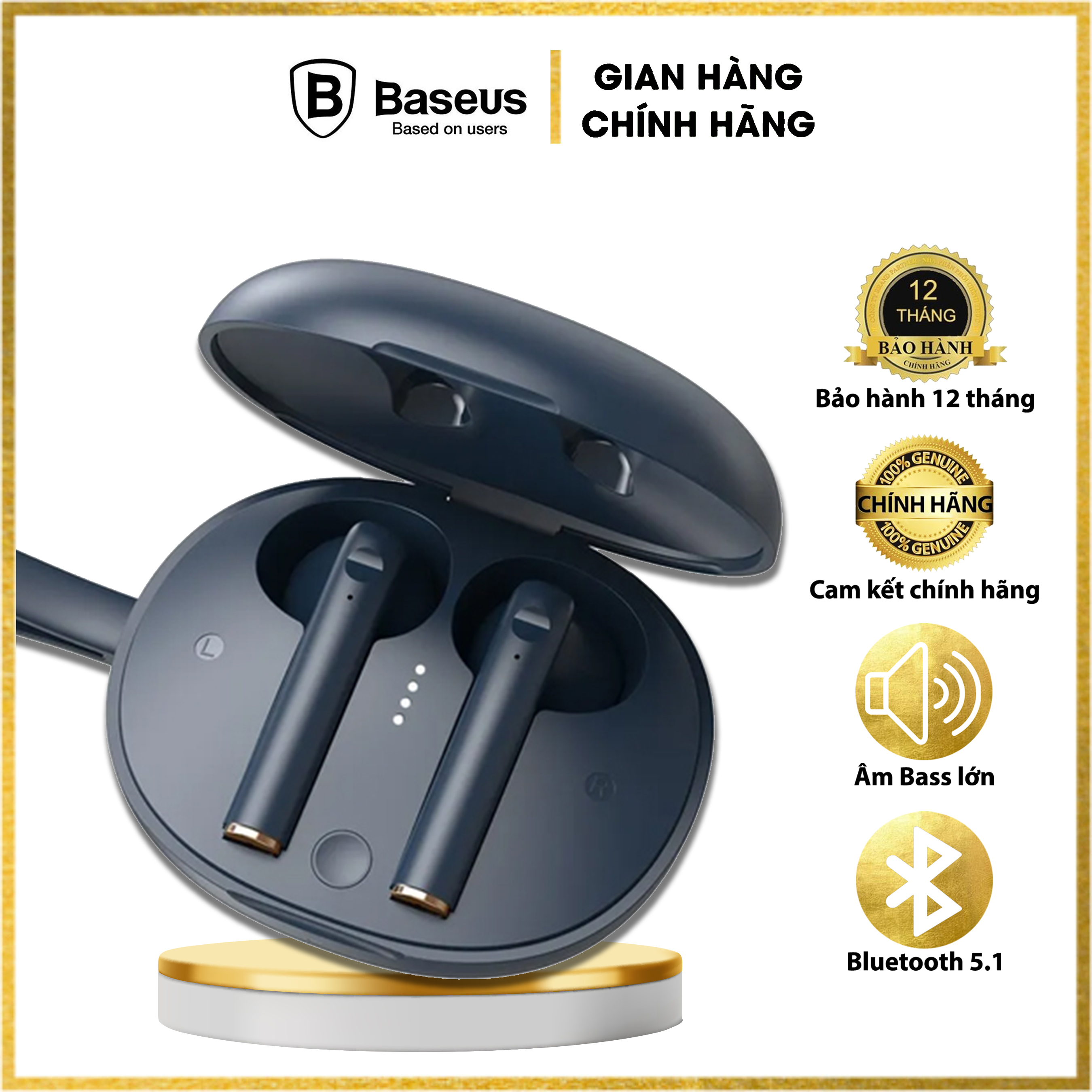 Tai nghe True Wireless Baseus Encok True Wireless Earphones W05 (Bluetooth 5.0, 4h sử dụng liên tục, cảm biến tiệm cận) - Hàng chính hãng