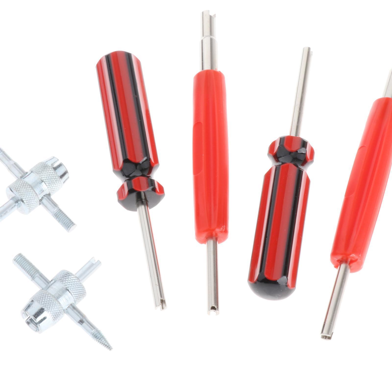 6Pcs Valve Core Remover Tool Dual Single Head Fit for Motorcycle Truck