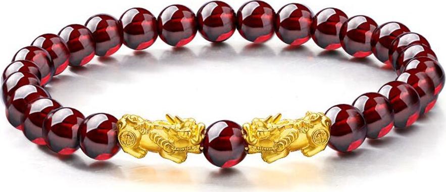 Vòng Tay Tỳ Hưu Đá Hồng Thạch Lựu Garnet Tự Nhiên