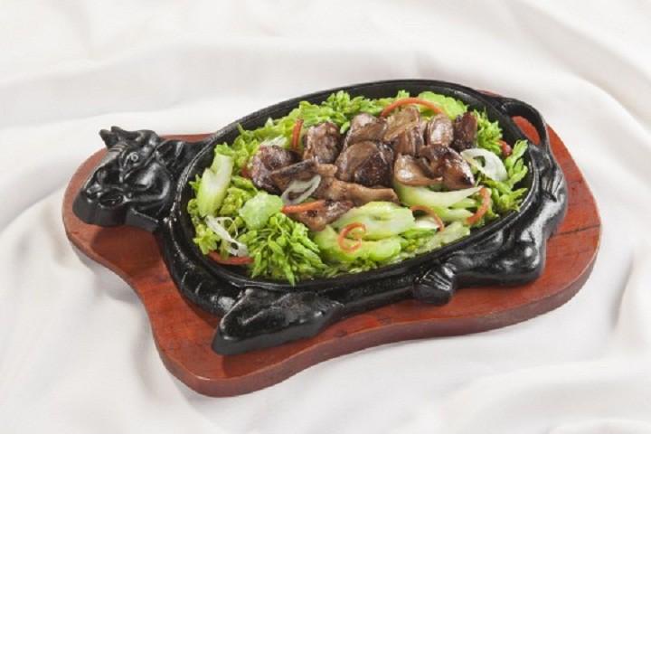 Bộ chảo gang đầu 18 cm bò có lót gỗ
