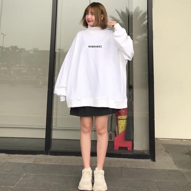 Áo Sweater nam nữ , hoodie nam nữ form rộng Unisex Now Hà Nội tinh tế, áo khoác da cá đen trắng - GW Shop