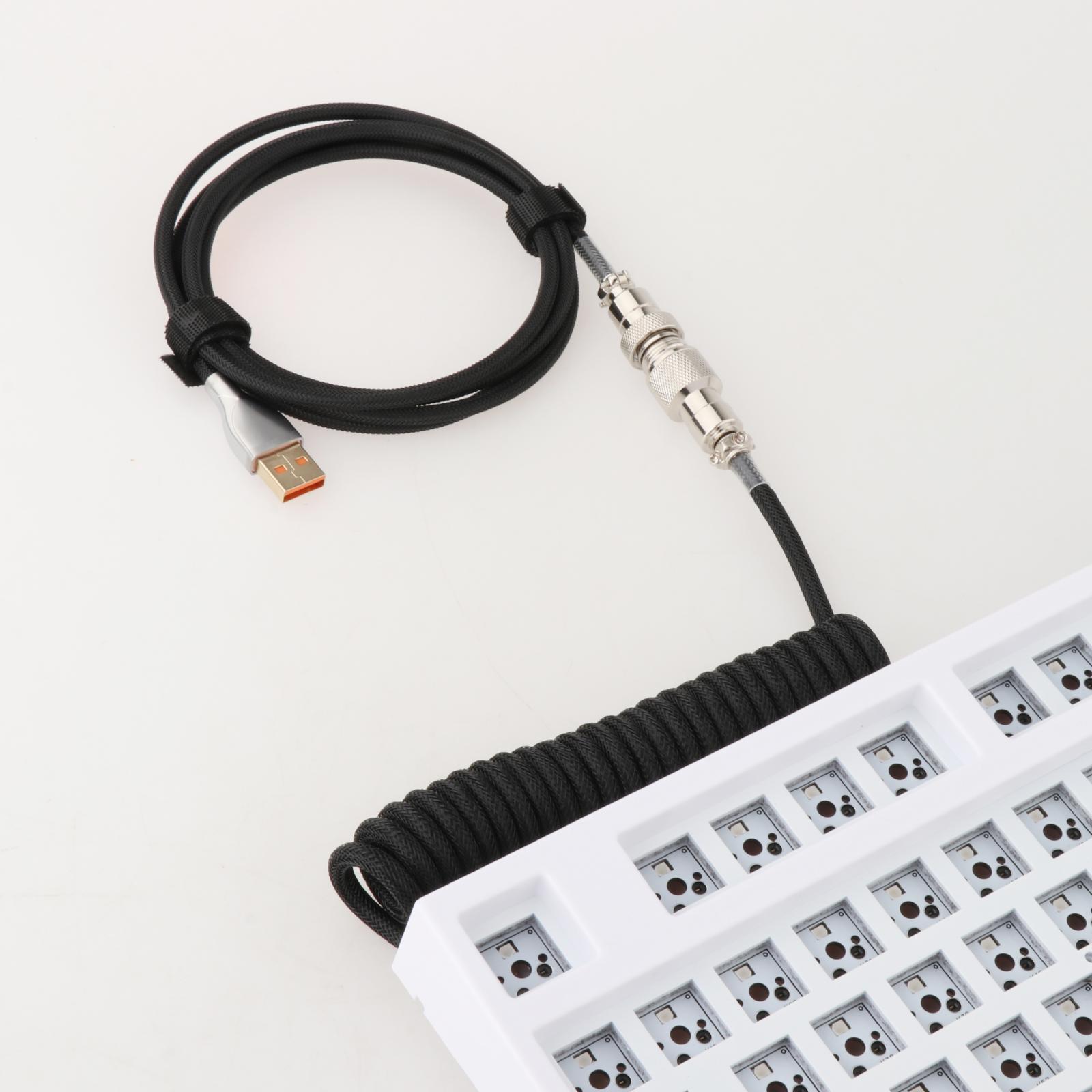 3x Coiled Cable Wire Type C Coiling Mini for Mechanical Keyboard Speaker