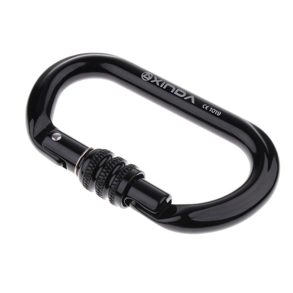 1pcs Outdoor Carabiner O-Shaped Buckle Climbing Carabiner Clip 8-25KN Black