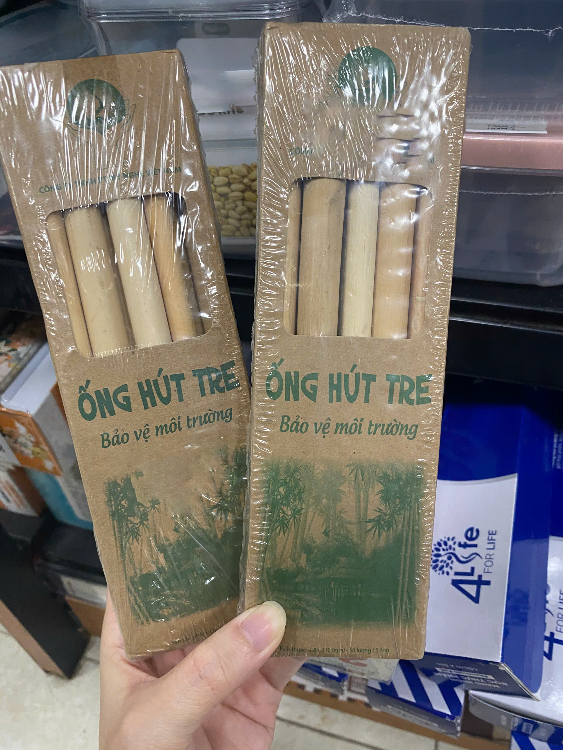 Hộp 15 ống hút tre tự nhiên 12*10cm - An toàn, thân thiện môi trường