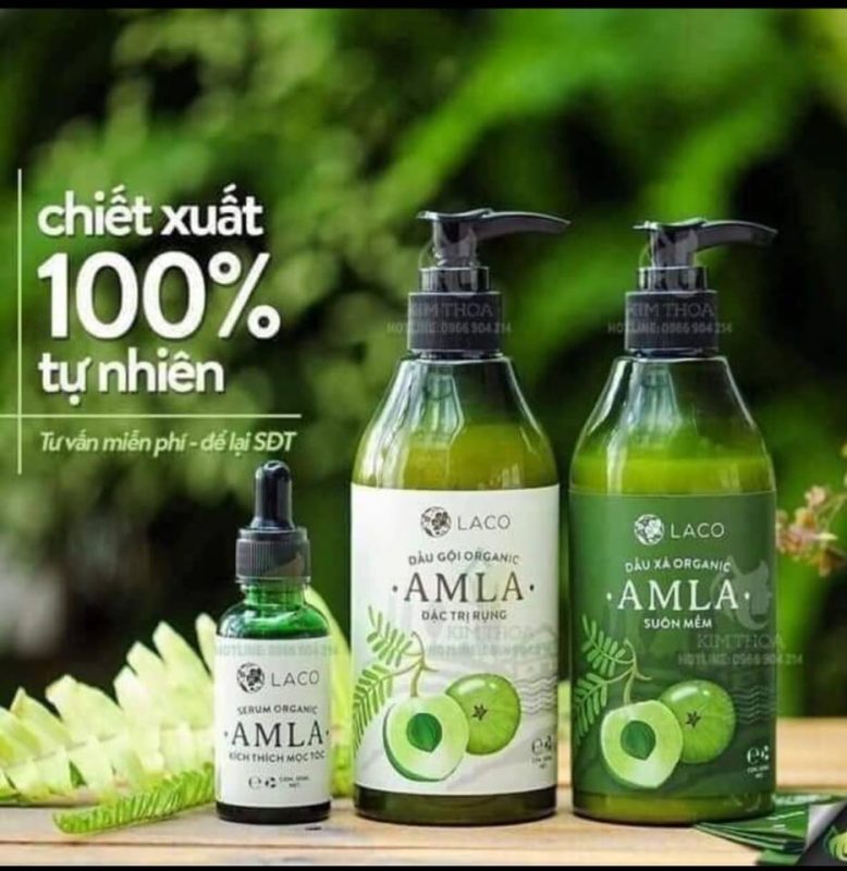 Combo bộ 3 sản phẩm dầu gội xả serum amla Laco - Ngăn ngừa rụng tóc