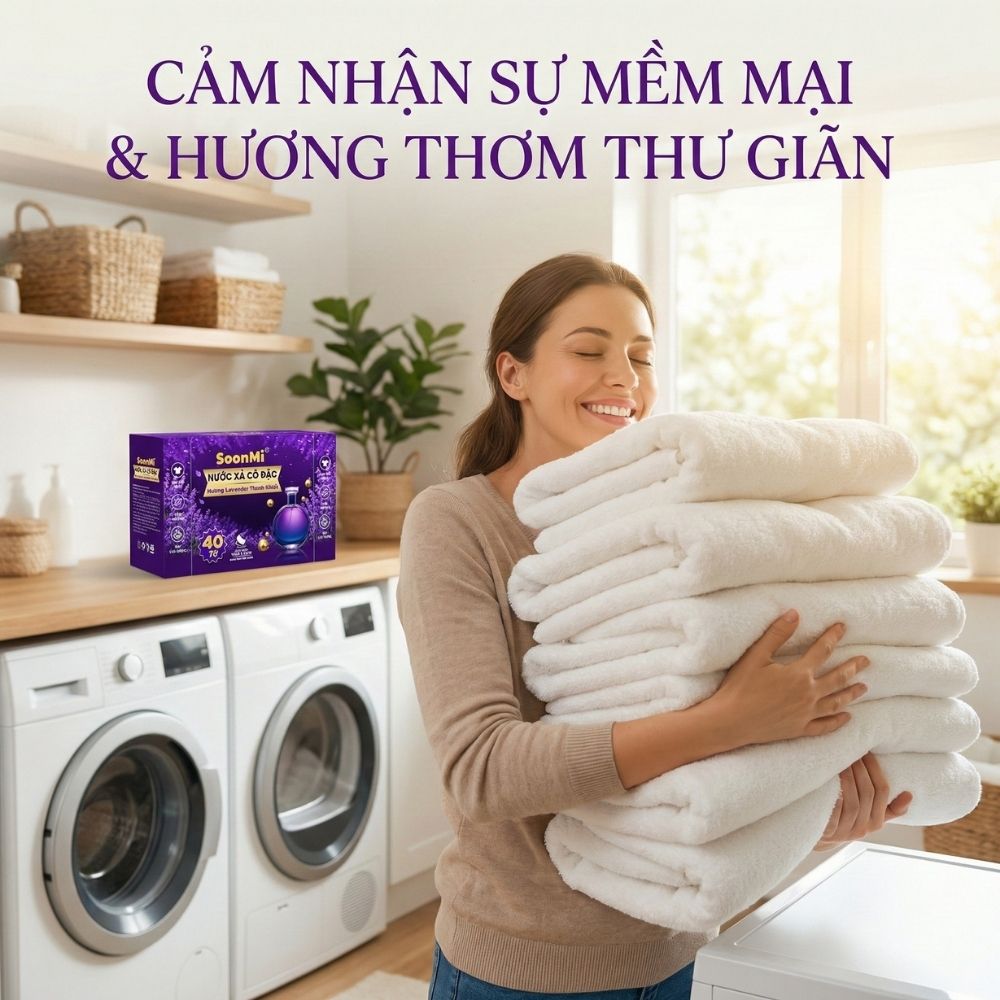 Nước xả cô đặc - Giấy Thơm Quần Áo SoonMi Hương Lavender - Nước Xả Cô Đặc Cho Máy Sấy (Hộp 40 Tờ) - hàng chính hãng