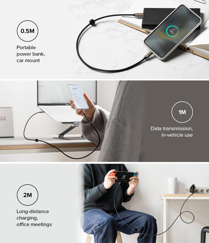 Cáp sạc nhanh cho điện thoại/laptop/tablet RINGKE Fast Charging Basic Cable C-to-C - Hàng Chính Hãng