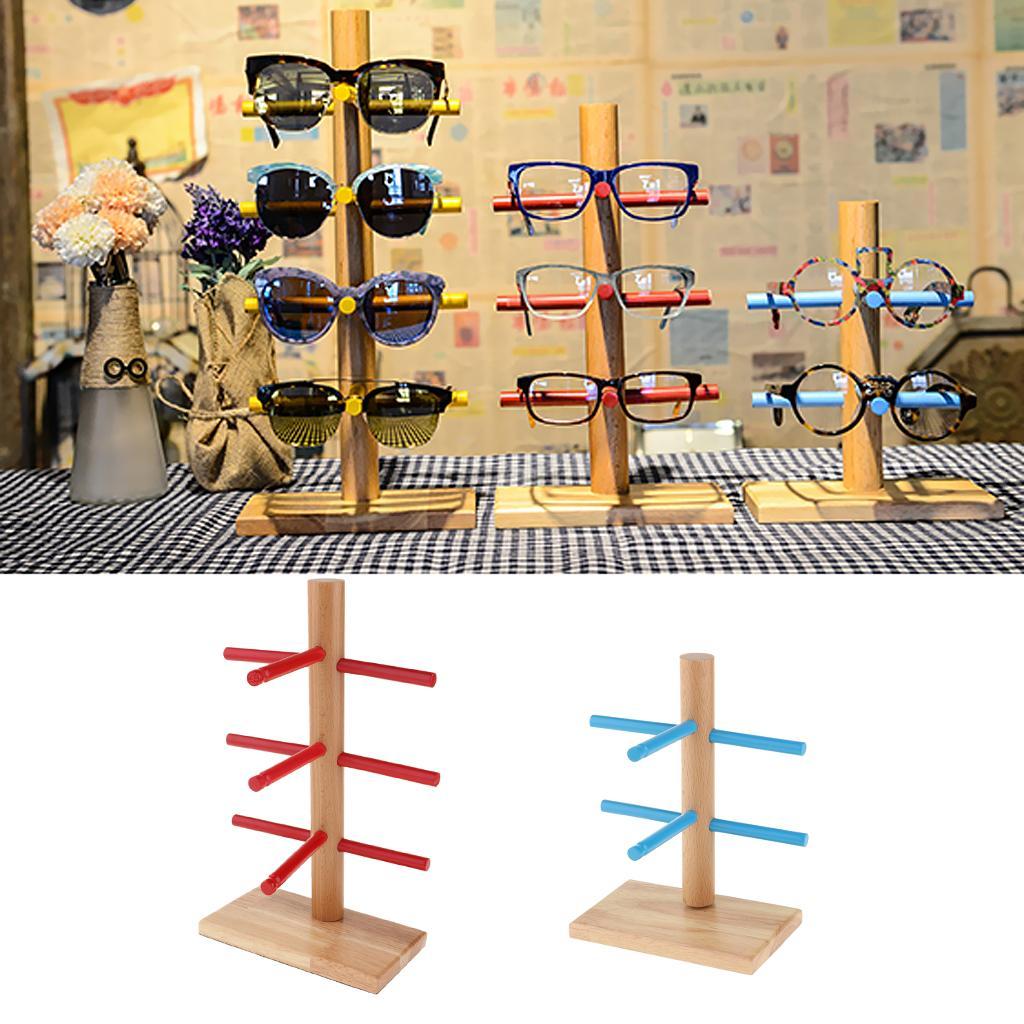 Retro Wood Sunglasses Eye Glasses Show Rack Display Stand Holder Organizer