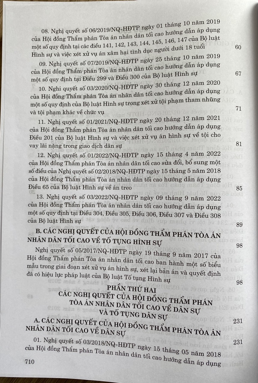 Các Nghị Quyết Của Hội Đồng Thẩm Phán Toà Án Nhân Dân Tối Cao Về Hình Sự - Tố Tụng Hình Sự - Dân Sự - Tố Tụng Dân Sự -Hành Chính