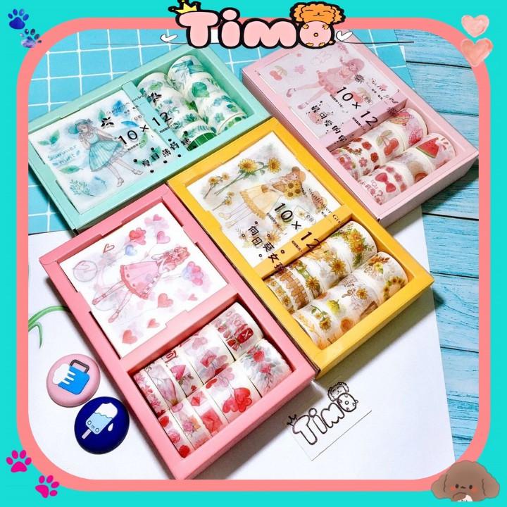 Sticker vintage hình dán trang trí sổ washi tape cổ điển làm sổ tay journal TIMO WS6