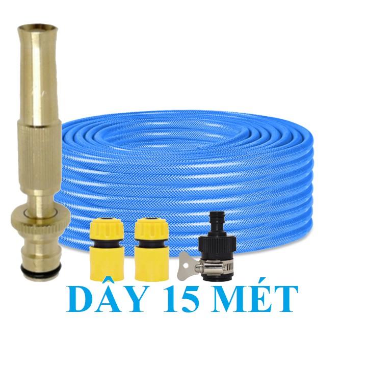 Máy bơm️Evoucher️ Bộ dây vòi xịt nước rửa xe, tưới cây , tăng áp 3 lần, loại 15m 206587 cút sập,+ mở chai