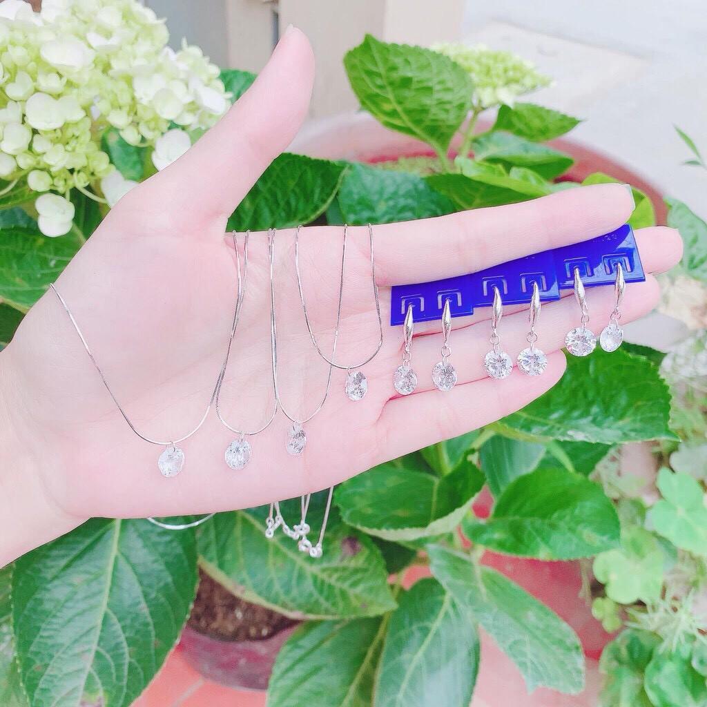 BỘ TRANG SỨC DÂY CHUYỀN BÔNG TAI GẮN HẠT CAO CẤP
