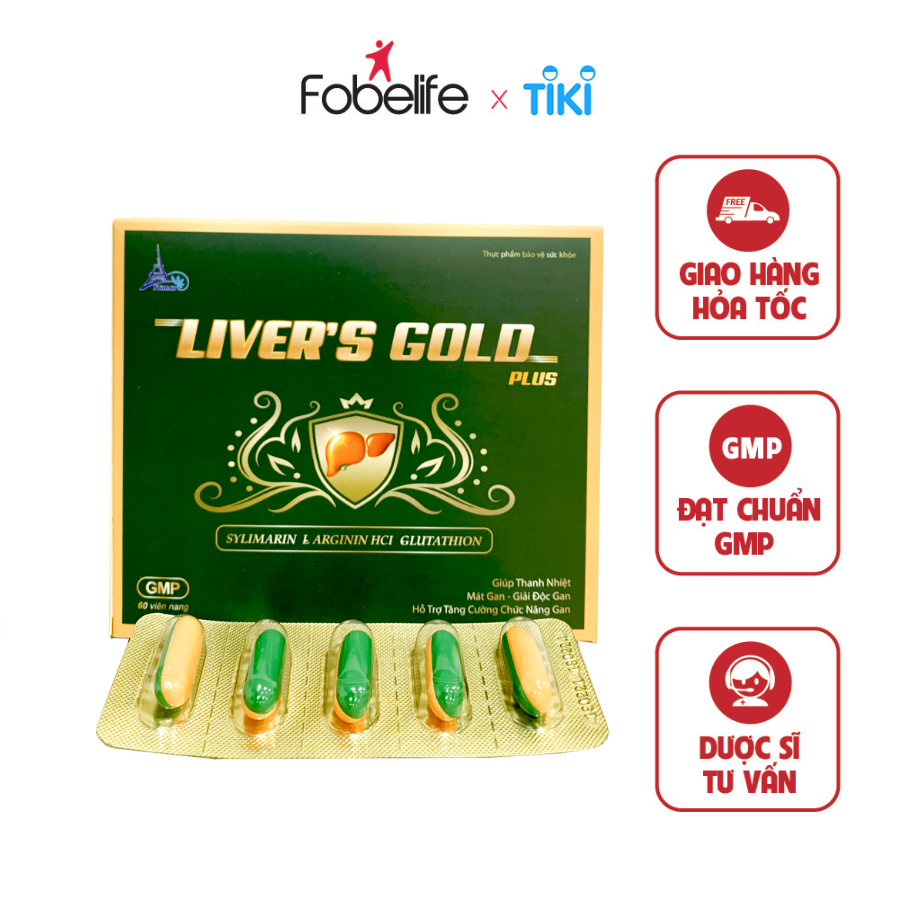 Viên Uống Tăng Cường Chức Năng Gan Cho Người Men Gan Cao Gan Nhiễm Mỡ Viêm Gan Liver Gold plus ( Hộp 60 viên )