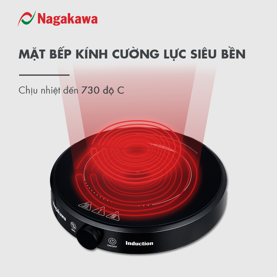 Bếp điện từ đa năng Nagakawa NAG0716 - Kèm nổi lẩu và vỉ nướng chuyên dụng - Hàng chính hãng