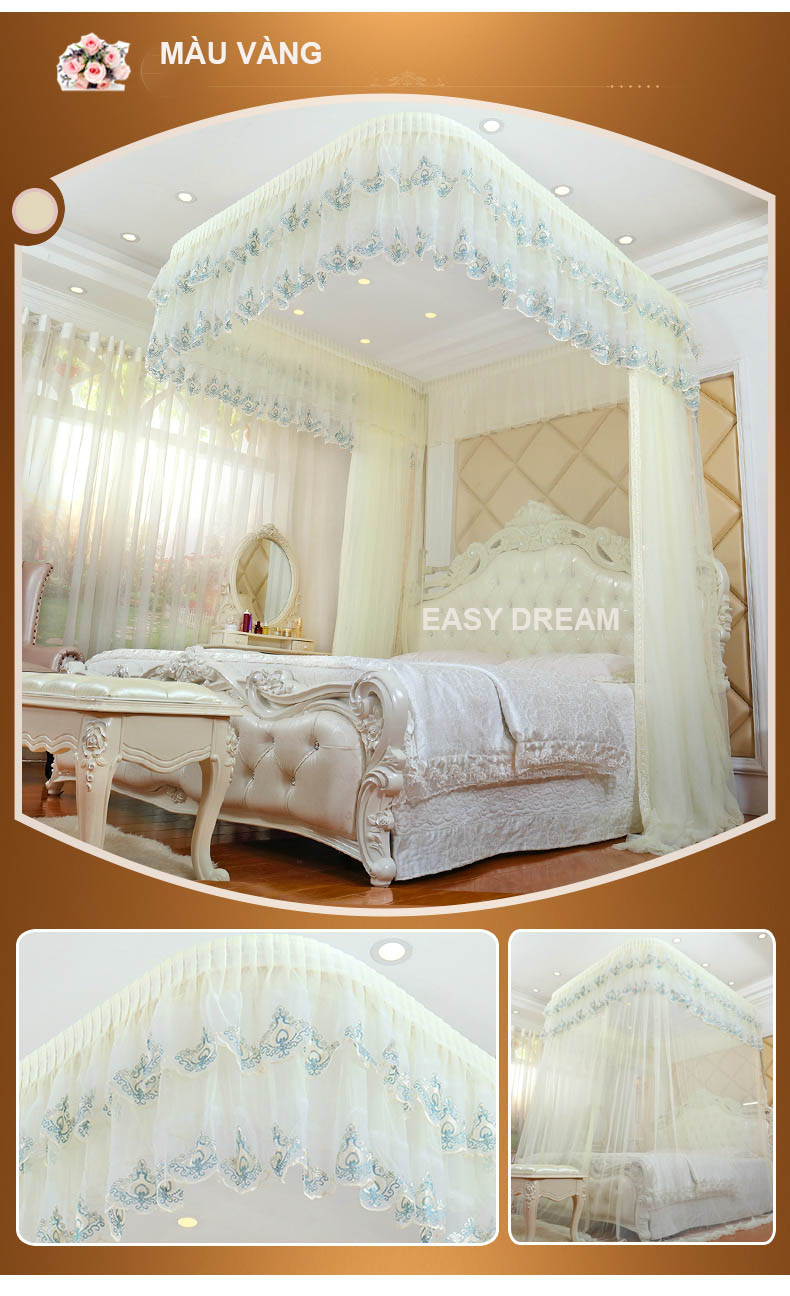 Màn khung ròng rọc không khoan tường kéo dây - mùng ngủ cao cấp EASY DREAM chống muỗi chiều cao inox vòng trên bằng hợp kim nhôm cao cấp hiện đại mẫu mới đẹp nhất hiện nay