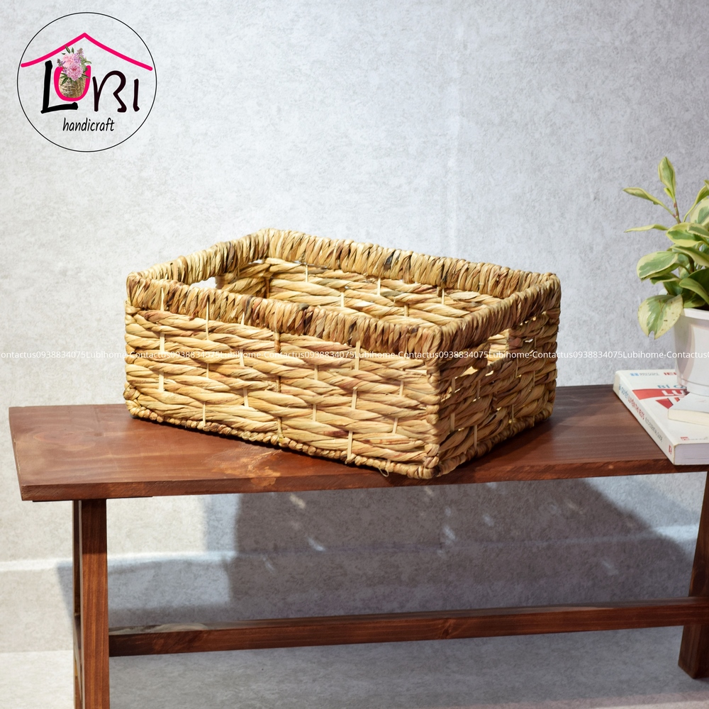Lubihandicraft - Sọt đựng đồ đan lục bình miệng bo đôi - sang trọng