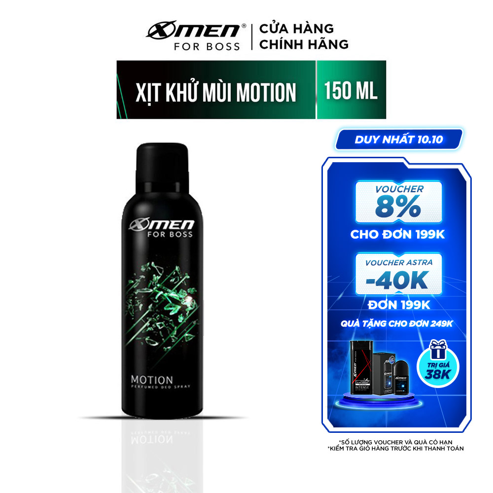 Xịt khử mùi X-Men for Boss Motion - Mùi hương năng động phóng khoáng 150ml