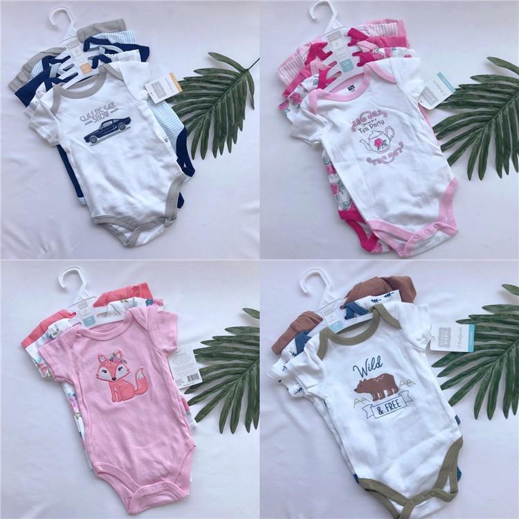 Bộ Body Cộc Cho Bé Chất Cotton Thoáng Mát LUVABLE FRIENDS Size 3-6-9-12M